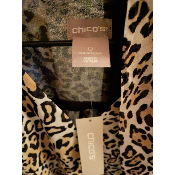 Chicos Sleeveless Bow Blouse Animal Dressy Tank sz 0 - Picture 2 of 6